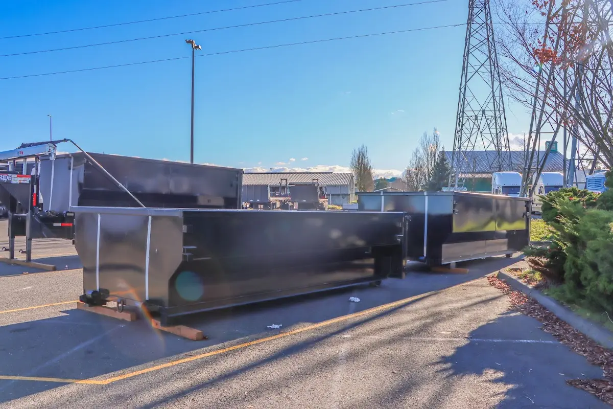 Roll-off dumpster ready for waste disposal at job site for Yard Waste Dumpster Rental in Seaford